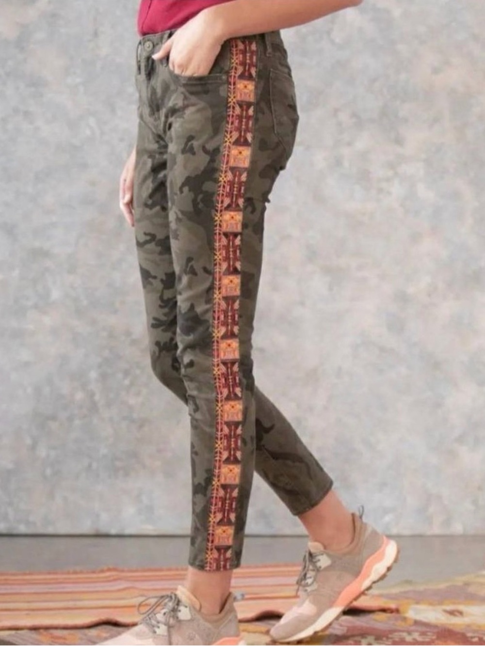 DRIFTWOOD Jackie Sedona Olive Camo Pants Embroidered